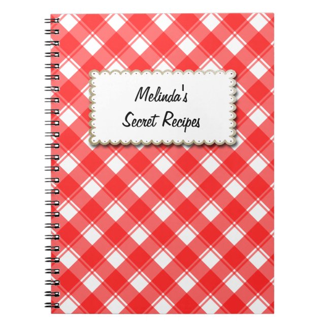 Carnet de recette personnalisé Motif blanc et roug (Devant)