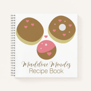 Carnet de recettes de beignes mélangées sucré rose