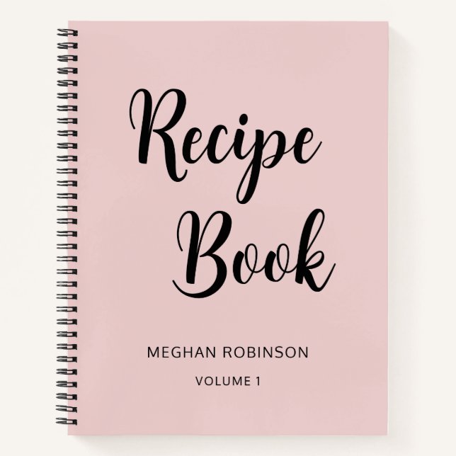 Carnet de recettes Girly Blush Monogram Pink Cookb (Devant)