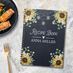 Carnet de recettes léger tournesol eucalyptus noir