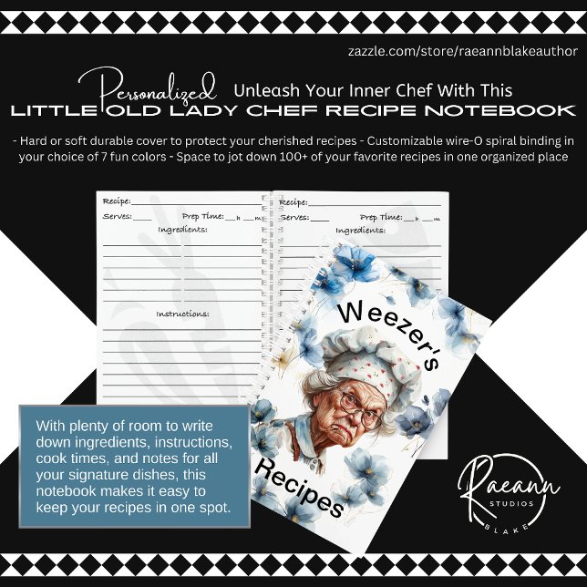 Carnet de recettes Little Old Lady Chef (Créateur téléchargé)