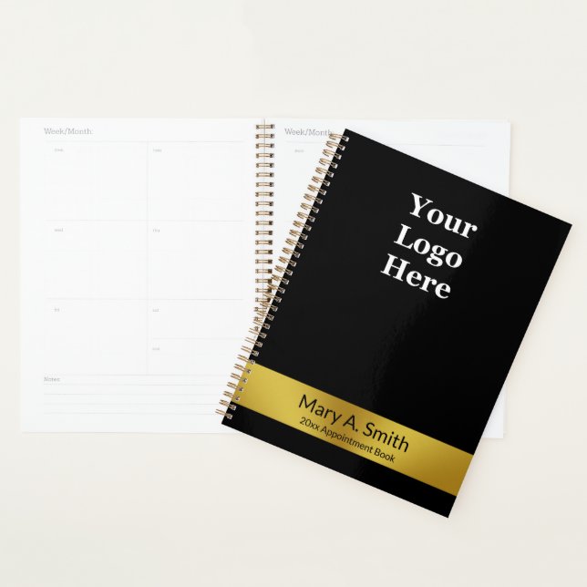 Carnet de rendez-vous du logo de l'entreprise Gold (Devant avec enveloppe)
