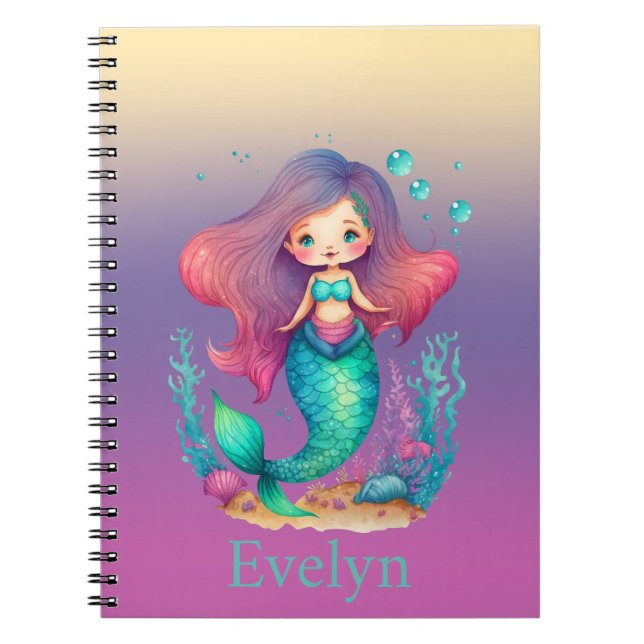 Carnet de sirène Pastel personnalisé (Devant)