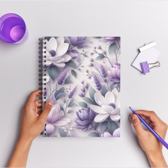 carnet de spirale à motif floral de bactéries viol (Créateur téléchargé)