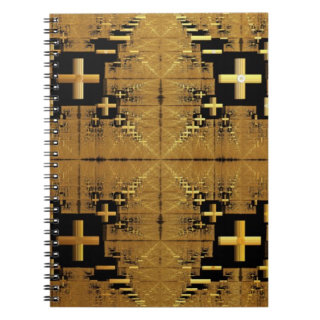 Carnet de spirale de croix fractées dorées (Devant)