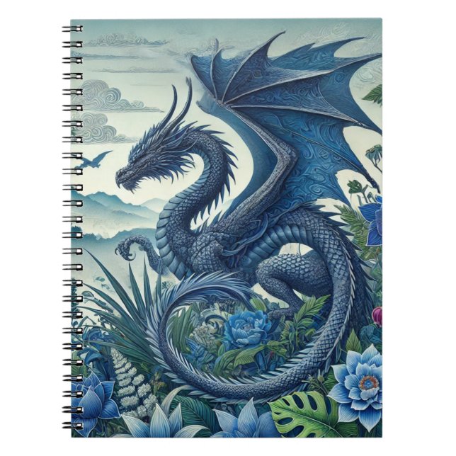 Carnet de spirale de Dragon Bleu | Thème Imaginair (Devant)