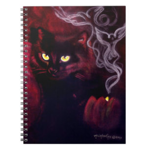 Carnet de spirale magique de chat noir