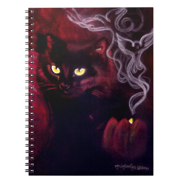 Carnet de spirale magique de chat noir (Devant)