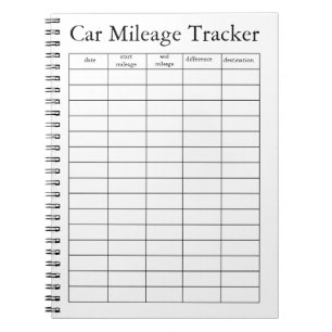 Carnet de suivi du kilométrage de voiture
