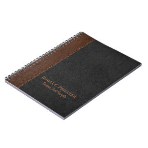 Carnet De Texture En Cuir Noir Et Brown Faux