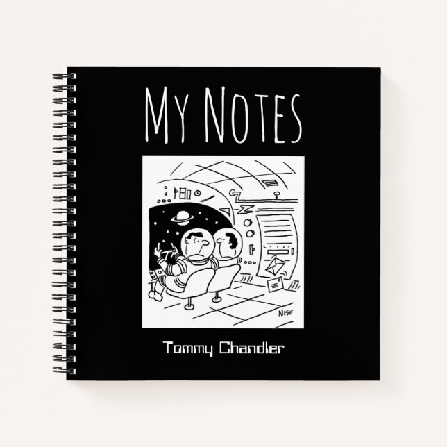 Carnet de thème de l'espace avec le nom du proprié (Devant)