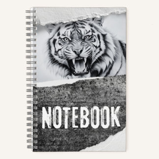 Carnet de tigres noir et blanc