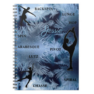 Carnet de typographie de patinage figé avec nom