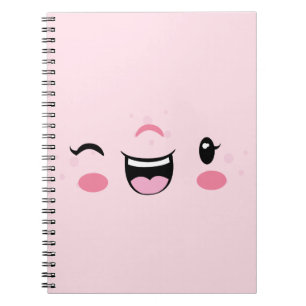 Carnet de visage rose Kawaii Winking