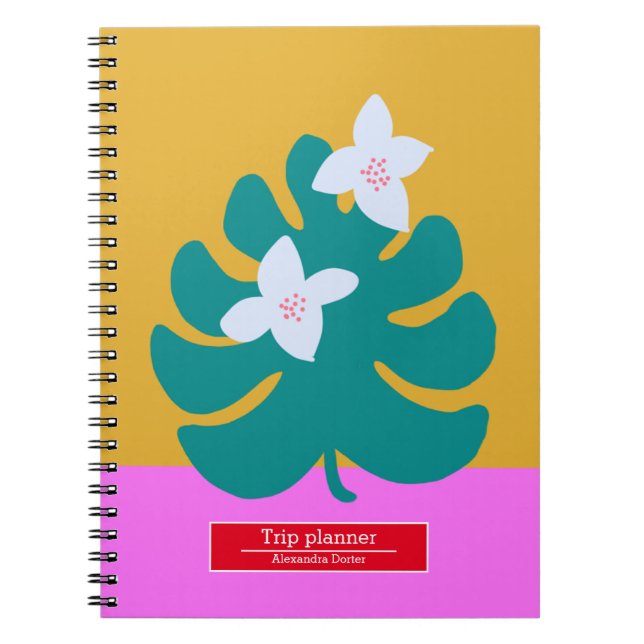 Carnet de voyage personnalisé moderne floral (Devant)