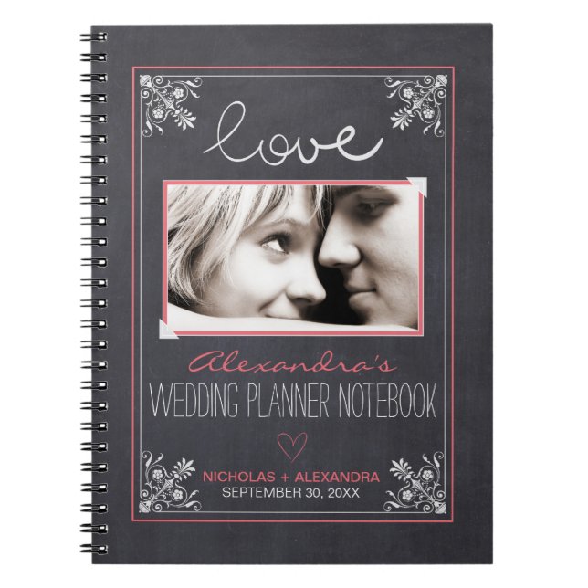 Carnet de Wedding planner de mariée de tableau noi (Devant)