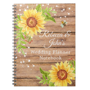 Carnet de Wedding planner de tournesol jaune rusti