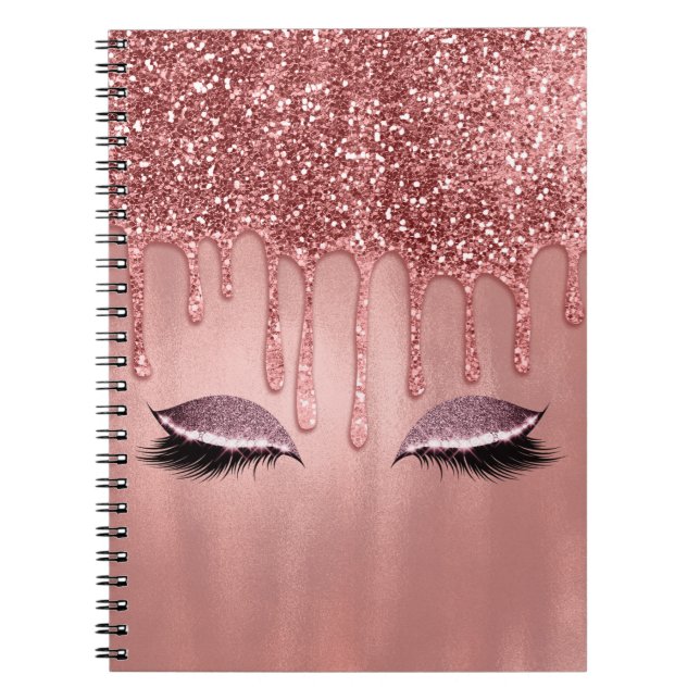 Carnet Déchets Rose Parties scintillant or Lashes rose (Devant)