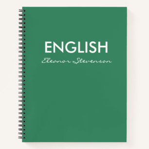 Carnet d'école Green Anglais personnalisé