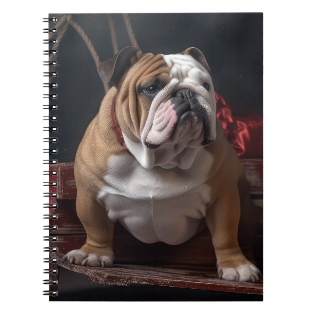 Carnet Décor de Noël Bulldog Snowy Sleigh (Devant)