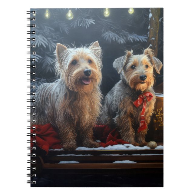 Carnet Décor de Noël de Terrier australien Snowy Sleigh (Devant)