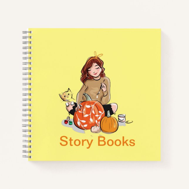 Carnet Décor féminin d'automne douillet avec Citrouille - (Devant)