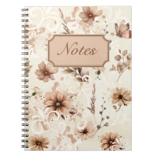 Carnet Décor floral beige