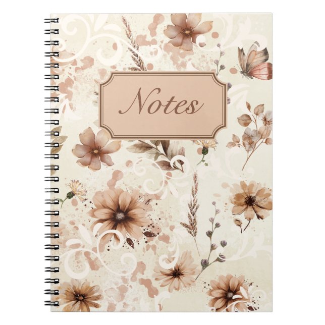 Carnet Décor floral beige (Devant)