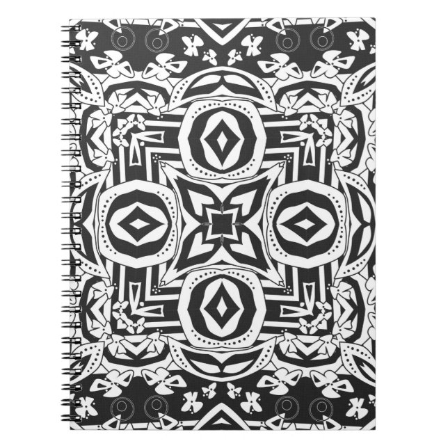 Carnet Décor moderne Abstrait noir blanc ornement mosaïqu (Devant)