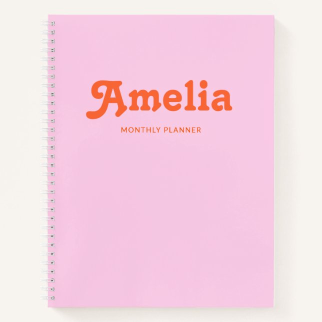 Carnet Décor Rétro Simple Rose Orange (Devant)