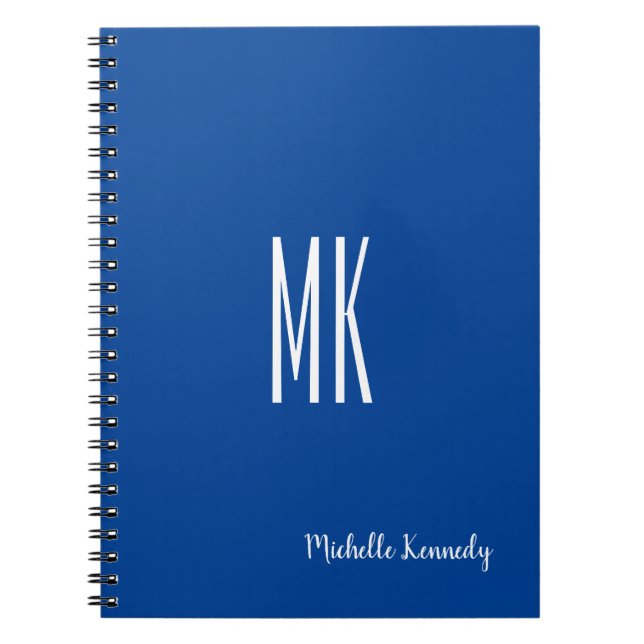 Carnet Deep Blue Monogramme Professionnel Personnalisé (Devant)