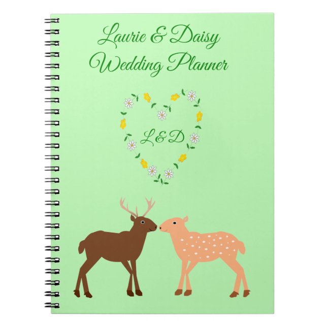 Carnet Deer Couple et Daisy Heart Mariage personnalisé (Devant)