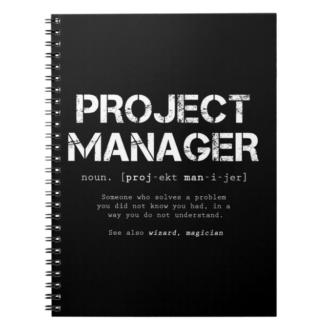 Carnet Définition de dictionnaire Funny Project Manager (Devant)