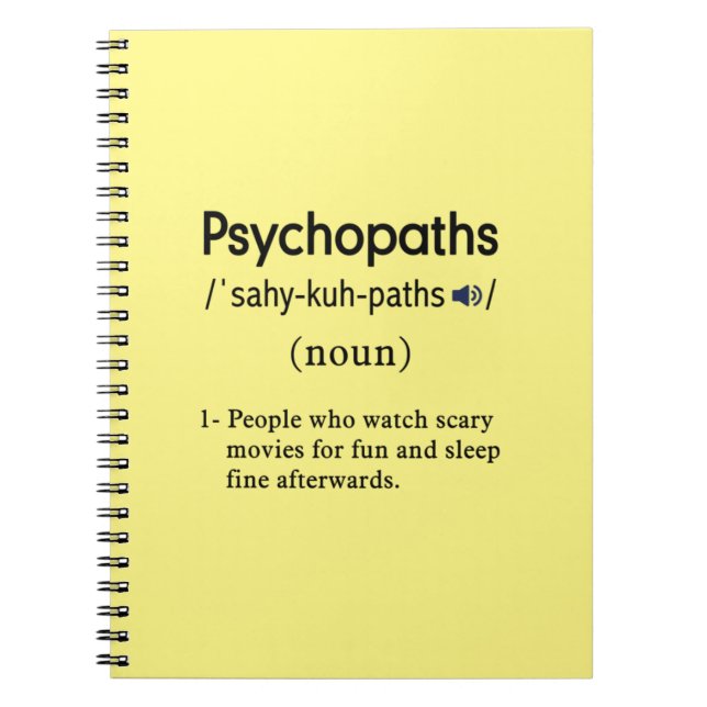 Carnet définition de psychopathes amusants (Devant)