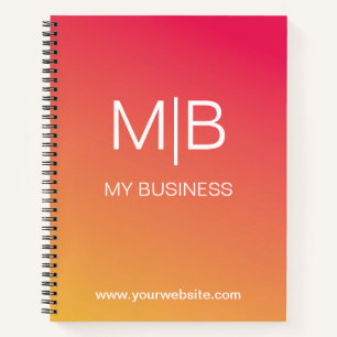 Carnet Dégradé Rose Orange Monogramme Entreprise