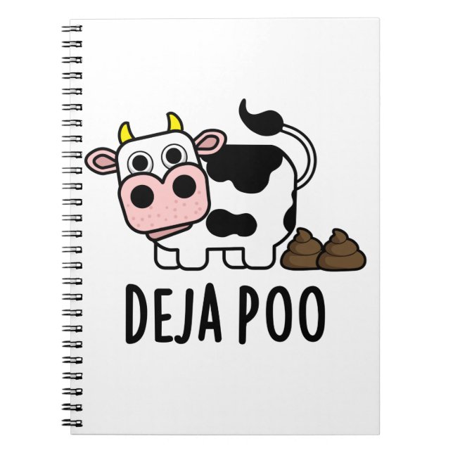 Carnet Deja Poo Vache Drôle Caca Pun  (Devant)