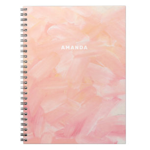 Carnet Délicat rose pastel peint. Brosse souple