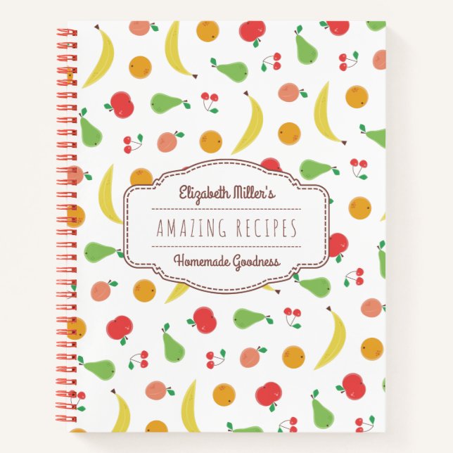 Carnet Délicieux Motif de fruits | Recettes | Nom personn (Devant)