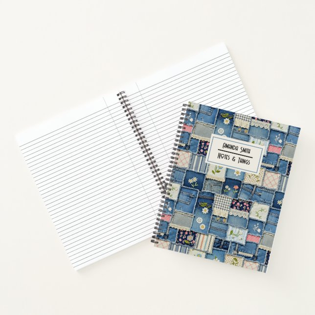 Carnet Denim patchwork personnalisé (Intérieur)