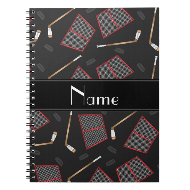 Carnet Dénomination sur mesure, bâtons de hockey noir, fi (Devant)