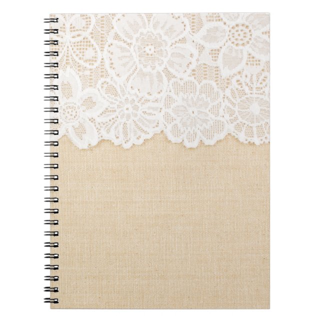 Carnet Dentelle blanche sur la conception du tissu. (Devant)