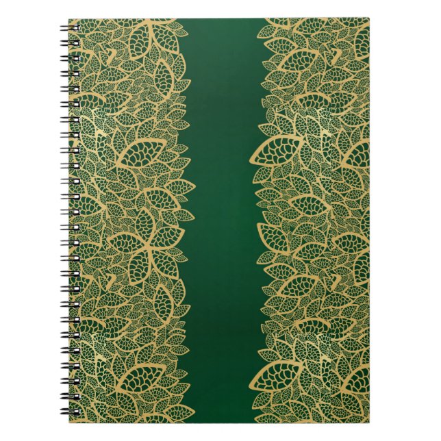 Carnet Dentelle d'or de feuille sur l'arrière - plan vert (Devant)