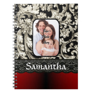 Carnet Dentelle noire et damas