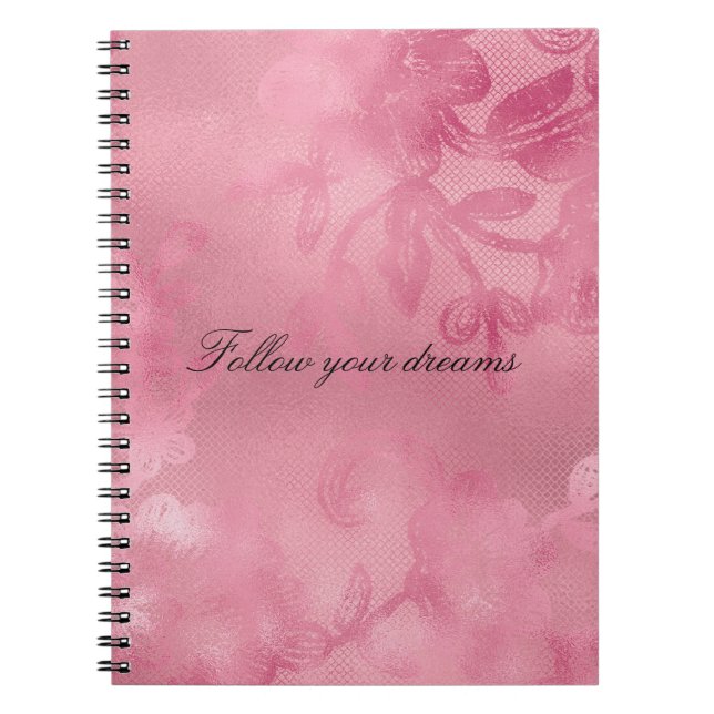 Carnet Dentelle rose chic (Devant)