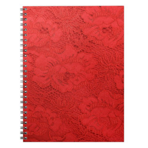 Carnet Dentelle rouge élégante, texture transparente