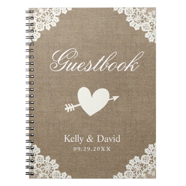 Carnet Dentelle rustique de blanc de toile de jute du (Devant)