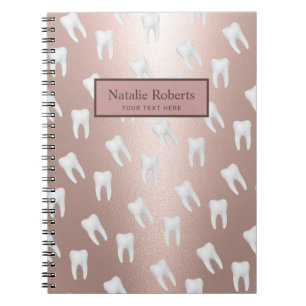 Carnet Dentiste Dents Motif Bureau dentaire Rose Or