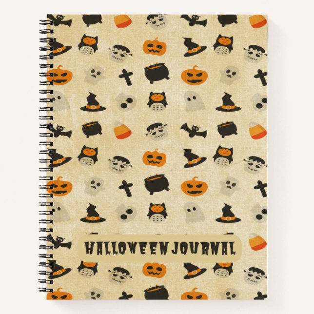 Carnet Déplaisant Cute Halloween Thème Motif (Devant)