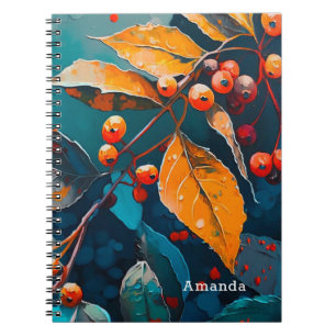 Carnet Des feuilles boisés d'automne peints. automne flor