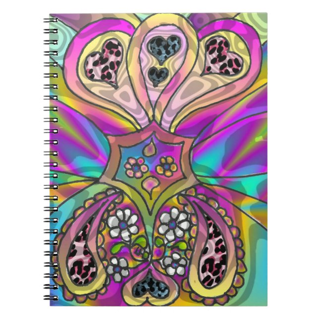 Carnet des fleurs de coeur psychédélique des année (Devant)